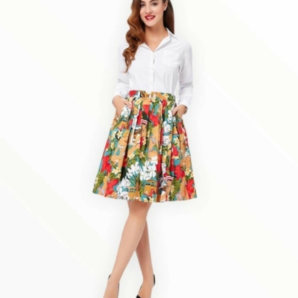 Grace Karin Dresses & Skirts - Grace Karin Pinup Pleated Hawaiian Skirt XXXL‎